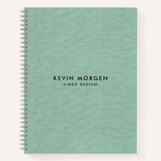 Mint-groene faux linnen textuur notitieboek (Voorkant)