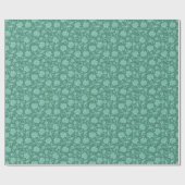 Mint-groene Floral Damascus over groene achtergron Cadeaupapier (Vlak)