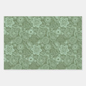 Mint-Groene Floral Lace drie achtergrondkleuren Inpakpapier Vel (Voorkant 2)