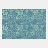 Mint-Groene Floral Lace drie achtergrondkleuren Inpakpapier Vel (Voorkant)