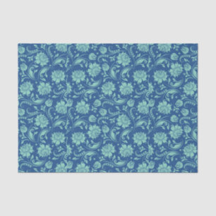 Mint-groene Floral-schade boven blauwe achtergrond Tissuepapier