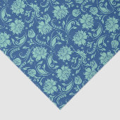 Mint-groene Floral-schade boven blauwe achtergrond Tissuepapier (Detail)