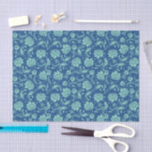 Mint-groene Floral-schade boven blauwe achtergrond Tissuepapier (Craft)