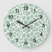 Mint Groene Giraffe Print Grote Klok (Voorkant)