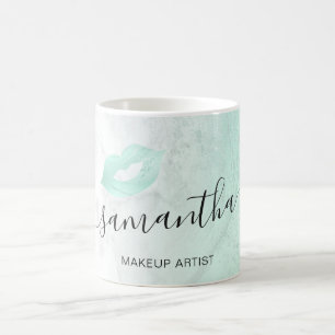 Mint groene glitter lippen marmer make-up artiest koffiemok