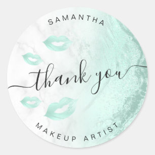Mint groene glitter lippen marmer make-up artiest ronde sticker