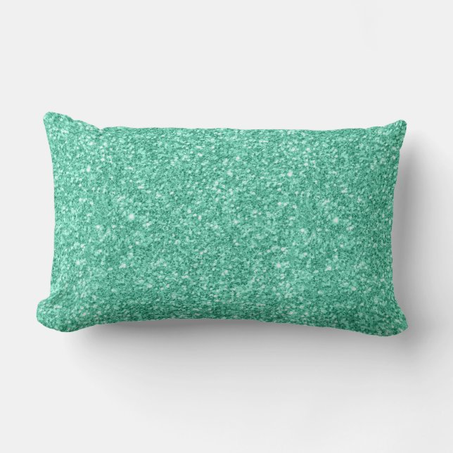 Mint groene glitter textuur kussen (Voorkant)