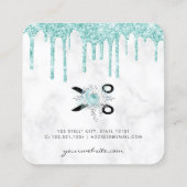 Mint-groene glitterschaar vierkante visitekaartje (Achterkant)