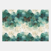 Mint Groene Gouden Bomen Kerst Inpakpapier Vel (Voorkant 3)