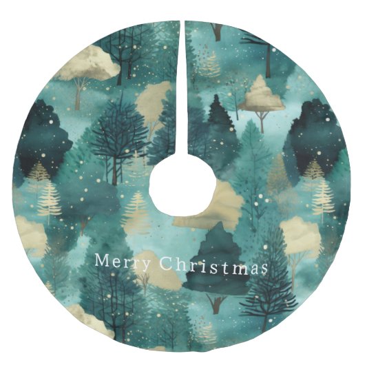 Mint Groene Gouden Bomen Kerst Kerstboom Rok (Voorkant)