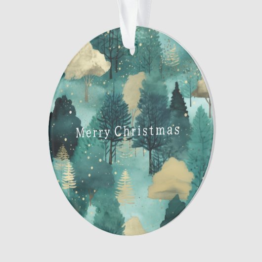 Mint Groene Gouden Bomen Kerst Ornament (voorkant)
