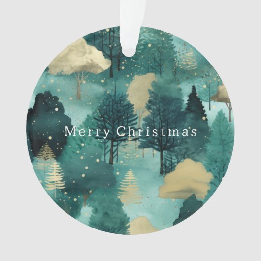 Mint Groene Gouden Bomen Kerst Ornament (voorkant)