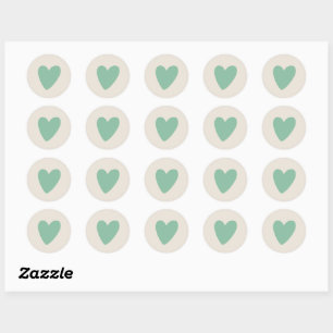 Mint Groene Hart Ronde Sticker Set van 20
