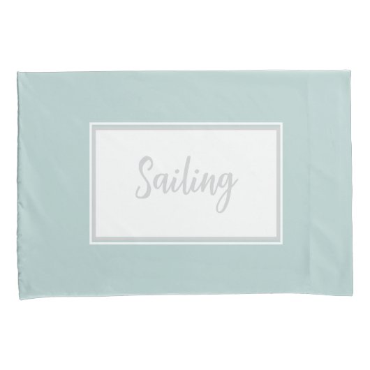 Mint Groene Kussenslopen met tekst 'Sailing' (Voorkant-Rechts)