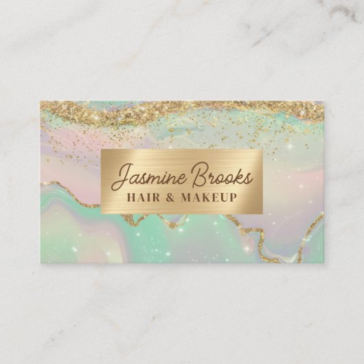 Mint groene lavendel en goud glitter visitekaartje (Voorkant)