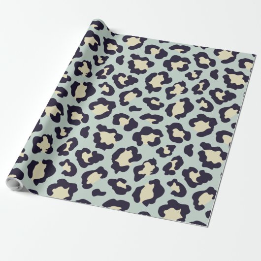 Mint groene leopardafdruk cadeaupapier (Uitgerold)