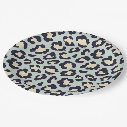 Mint groene leopardafdruk papieren bordje (Gekanteld)