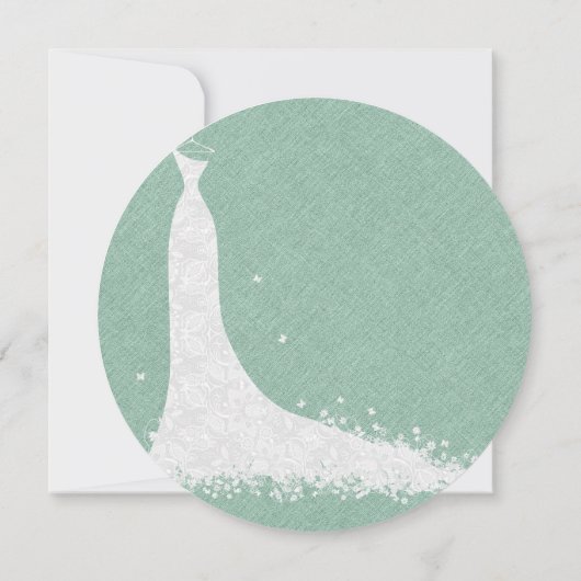 Mint-groene linen en witte lace-weddenschap kaart (Achterkant)