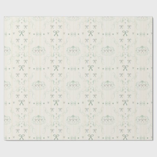 Mint Groene Linten en Bogen met Gouden Strepen Gif Cadeaupapier (Vlak)