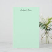 Mint Groene Monogram Naam Aangepaste Kleur Elegant Briefpapier (Staand voorkant)