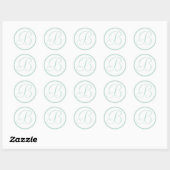 Mint Groene Monogrammed Huwelijksenvelop Afdichtin Ronde Sticker (Vel)