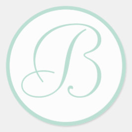Mint Groene Monogrammed Huwelijksenvelop Afdichtin Ronde Sticker