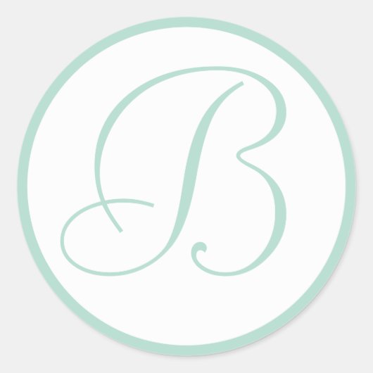 Mint Groene Monogrammed Huwelijksenvelop Afdichtin Ronde Sticker (Voorkant)