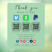 Mint Groene Multi QR Code Paypal Venmo Cash App Raamsticker (Vel 3)