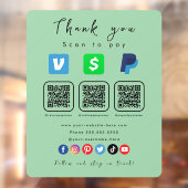 Mint Groene Multi QR Code Paypal Venmo Cash App Raamsticker (Vel 2)