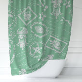  Mint Groene Nautisch Zee Stamp Douchegordijn