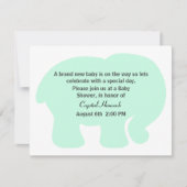 Mint Groene Olifant Baby shower Uitnodiging (Voorkant)