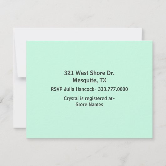 Mint Groene Olifant Baby shower Uitnodiging (Achterkant)