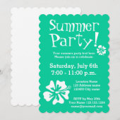 Mint groene partij uitnodigingen met floral design (Voorkant / Achterkant)