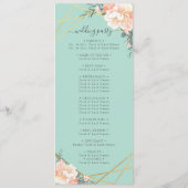 Mint Groene Perzik Crème Goud Geometrische Bruilof Programmakaart (Achterkant)