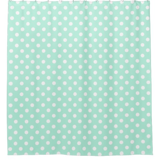 Mint groene polka dots douchegordijn (Voorkant)