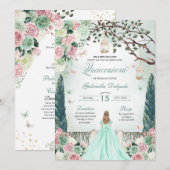 Mint Groene Prinses Betoverde Tuin Quinceanera Kaart (Voorkant / Achterkant)