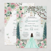 Mint Groene Prinses Betoverde Tuin Quinceanera Kaart (Voorkant / Achterkant)