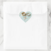 Mint groene religieuze bruiloft hart sticker (Tas)