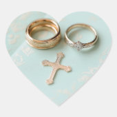 Mint groene religieuze bruiloft hart sticker (Voorkant)