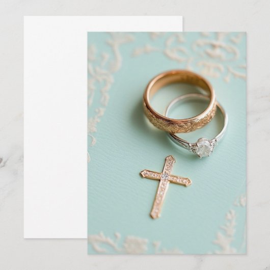 Mint groene religieuze bruiloft kaart (Voorkant / Achterkant)