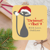 Mint Groene Retro Atomic Zwarte Kat Kerstmis Vierkante Sticker