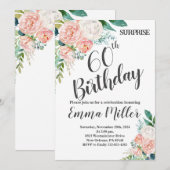 Mint Groene & Roze Pioenen 60e verjaardag Kaart (Voorkant / Achterkant)