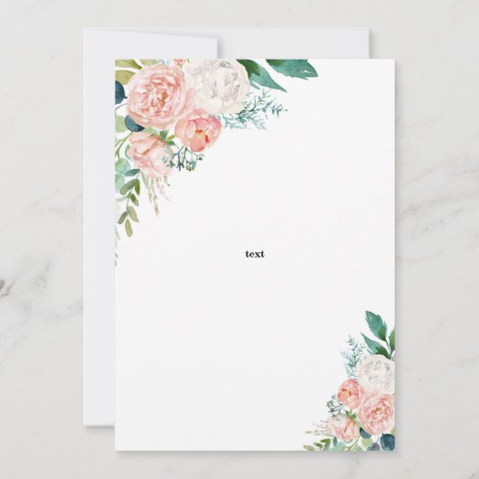 Mint Groene & Roze Pioenen 70e verjaardag Kaart (Achterkant)