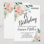 Mint Groene & Roze Pioenen 70e verjaardag Kaart (Voorkant / Achterkant)