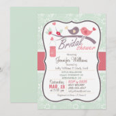 Mint Groene & Roze Tortelduifjes Vrijgezellenfeest Kaart (Voorkant / Achterkant)