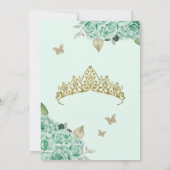Mint Groene Rozen & Vlinder Quinceanera Kaart (Achterkant)