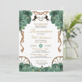 Mint Groene Salie Roos Charro Westerne Quinceanera Kaart (Staand voorkant)