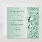 Mint Groene Sequins, Boog & Diamant Bruiloft Kaart (Achterkant)