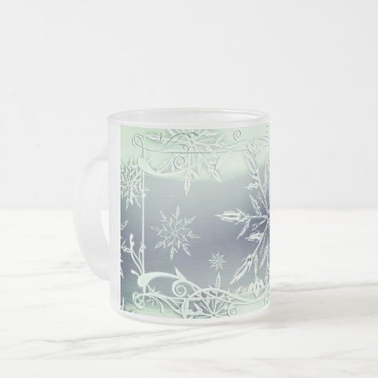 Mint groene sneeuwvlok bevroren mok (Voorkant links)