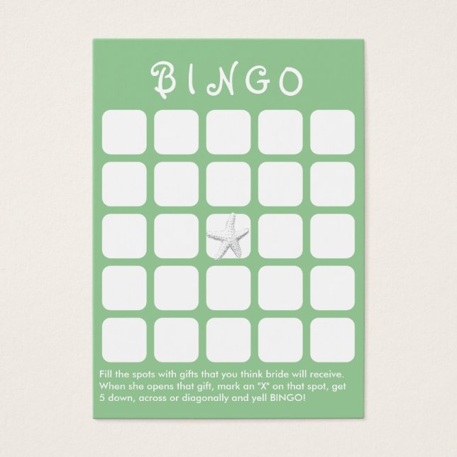 Mint Groene Ster Vis 5x5 Vrijgezellenfeest Bingo K Visitekaartjes (Voorkant)